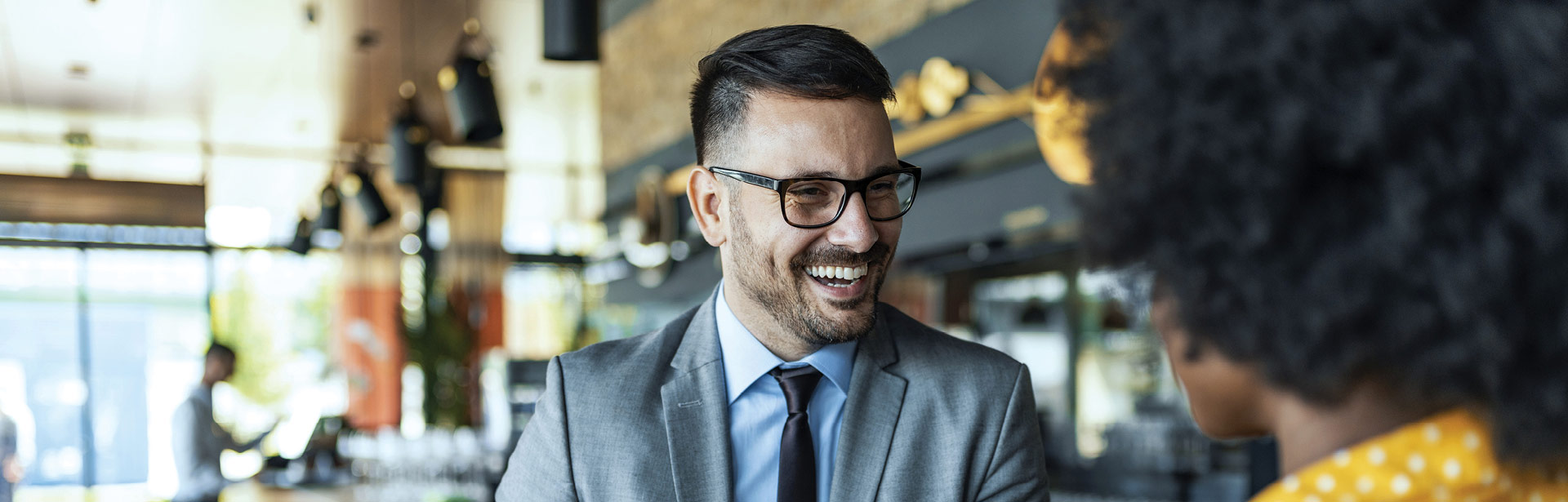 Businessman and client happy and smiling